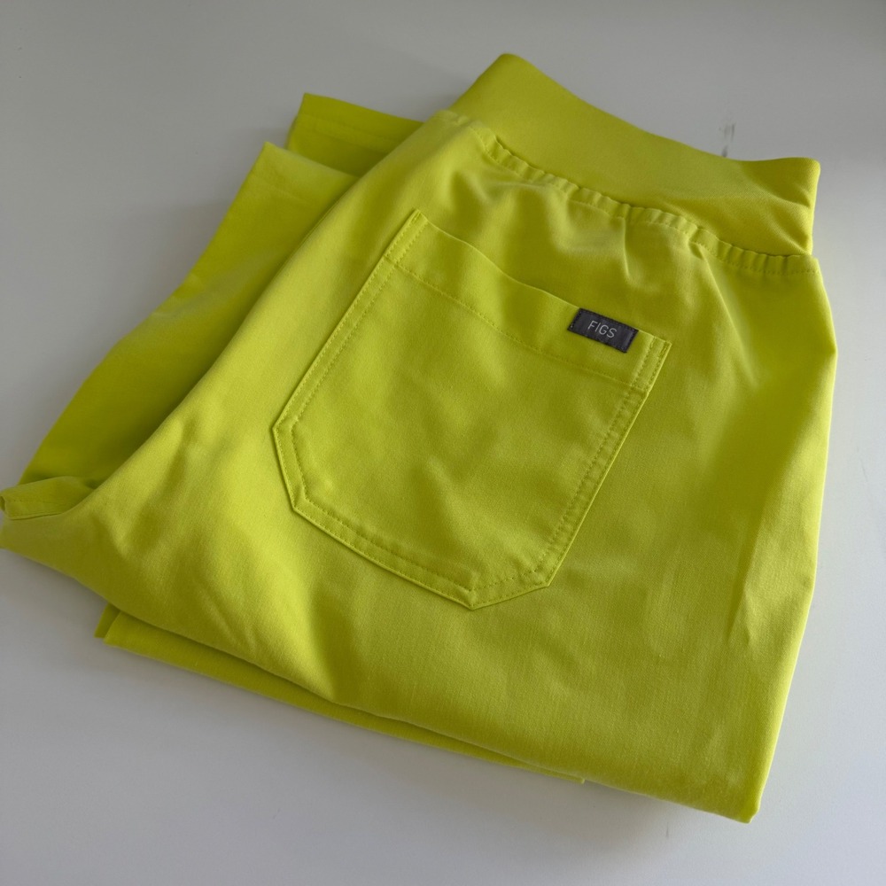 Figs Yola High Waisted Skinny Scrub Pants Citrine Yellow Womens Medium Tall
